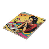 レトロレディーアットビーチデイドレミングファッション タイル (側面)