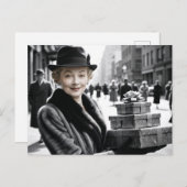 レトロレディーイン忙しザ通り保持プレゼント シーズンポストカード (正面/裏面)