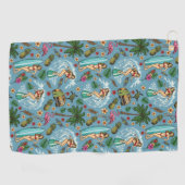 レトロレディーサーファー模様 ゴルフタオル (横)