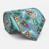 レトロレディーサーファー模様 ネクタイ (ロール)