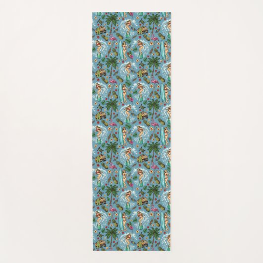 レトロレディーサーファー模様 ヨガマット (正面)