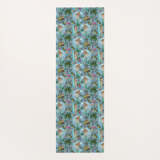 レトロレディーサーファー模様 ヨガマット (裏面)