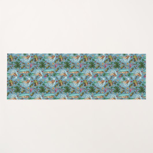 レトロレディーサーファー模様 ヨガマット (正面(横))