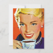 レトロレデスタイリッシュィコーヒーまたはティーソーシャル招待状 招待状 (正面)