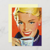 レトロレデスタイリッシュィコーヒーまたはティーソーシャル招待状 招待状 (正面/裏面)