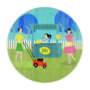 レトロレモネードスタンド丸型切断板 カッティングボード