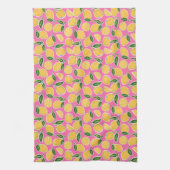 レトロレモンスライスオンホットピンク キッチンタオル (縦)