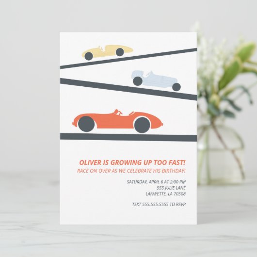 レトロレーサーバースデーパーティ招待状 招待状 (スタンド正面)