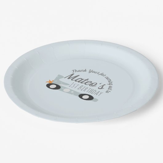 レトロレーシングカーズムーンスターズファースト誕生日     ペーパープレート (アングル)