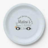 レトロレーシングカーズムーンスターズファースト誕生日     ペーパープレート (正面)