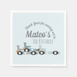 レトロレーシングカームーンスターズ第3誕生日 スタンダードカクテルナプキン