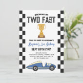 レトロレーシングカー 2歳の誕生日パーティー 招待状 (スタンド正面)