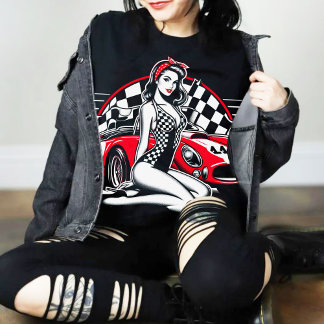レトロレーシングピンアップ Tシャツ