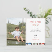 レトロレースカーテーマ誕生日写真 サンキューカード (スタンド正面)