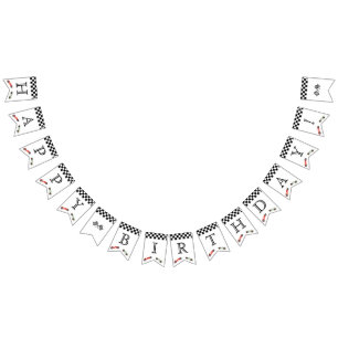 レトロレースカーテーマ誕生日 バンティングフラッグ