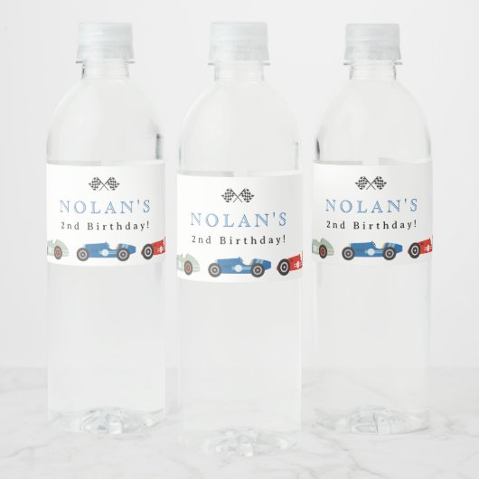 レトロレースカーテーマ誕生日 ペットボトルラベル (ボトル)