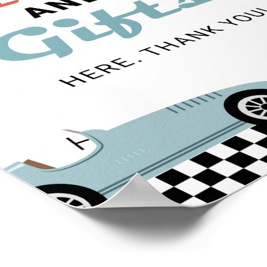 レトロレースカーレース誕生日カードとギフト ポスター (角)