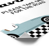 レトロレース車レースは誕生日パーティーのサインを引き立てる ポスター (角)