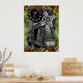 レトロレース – グリーン（ばちゃばちゃ）跳ねる ポスター (キッチン)