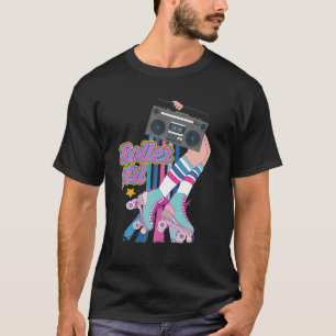 レトロロおもしろいラースケート80年代ローラディスコスケートで滑る Tシャツ