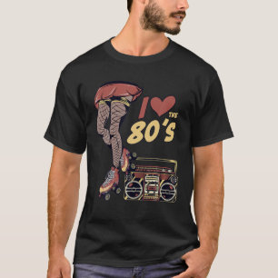 レトロロおもしろいラースケート80年代ローラディスコスケートで滑る Tシャツ