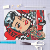 レトロロカビリーガール漫画 薄葉紙 (クラフト)