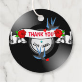 レトロロカビリーハート&バラビニールレコードスタイル フェイバータグ (裏面)