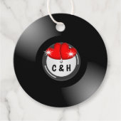 レトロロカビリーハート&バラビニールレコードスタイル フェイバータグ (正面)