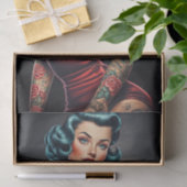 レトロロカビリーピンナップ女性のデコパージュ 薄葉紙 (ギフト)