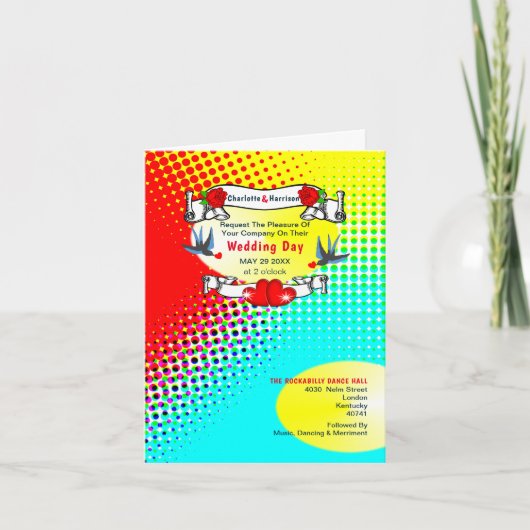 レトロロカビリー結婚の 招待状 (正面)