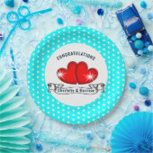 レトロロカビリー結婚ハート ペーパープレート (パーティー)