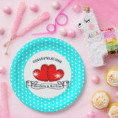 レトロロカビリー結婚ハート ペーパープレート (パーティー)