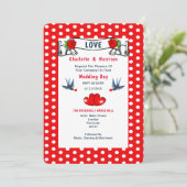 レトロロカビリー結婚水玉模様 招待状 (スタンド正面)