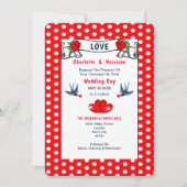 レトロロカビリー結婚水玉模様 招待状 (正面)