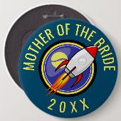 レトロロケットのカスタマイズ可能な長い文字 缶バッジ (正面&裏面)