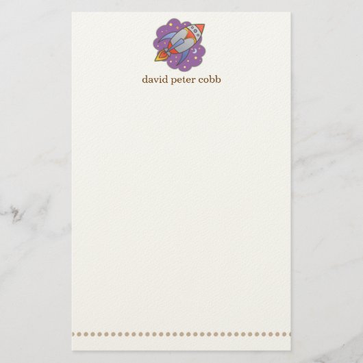 レトロロケットのパーソナライズな子供の文房具 便箋 (正面)