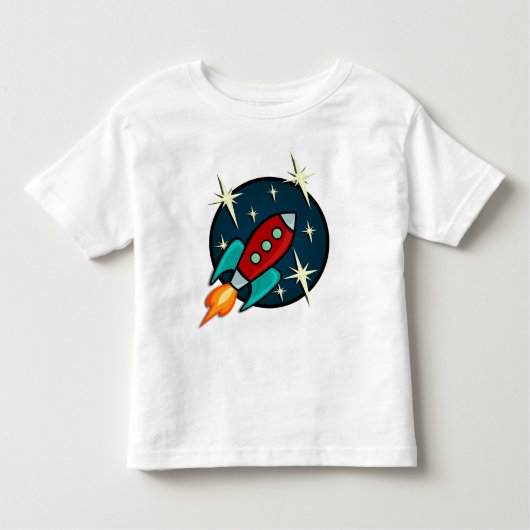 レトロロケットの船の幼児のTシャツ トドラーTシャツ (正面)