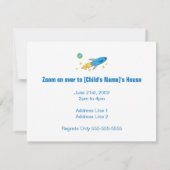 レトロロケットの船の誕生日の招待 招待状 (裏面)