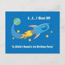 レトロロケットの船の誕生日の招待 招待状