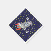 レトロロケットシップ&スターハッピーバースデー スタンダードカクテルナプキン (角)