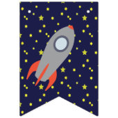 レトロロケットシップ&スターハッピーバースデー バンティングフラッグ (第1の旗)