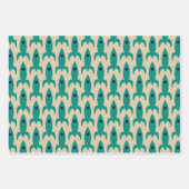 レトロロケット宇宙時代ミッドセンチュリーロケットパターン ラッピングペーパーシート (正面3)