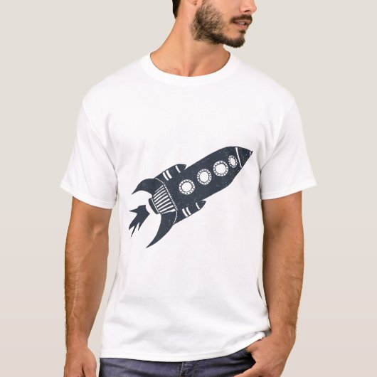 レトロロケット宇宙船 Tシャツ (正面)