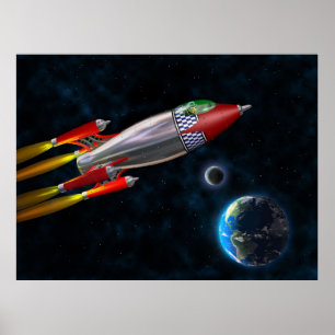 レトロロケット宇宙 ポスター