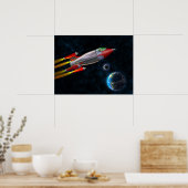レトロロケット宇宙 ポスター (キッチン)