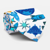 レトロロケット宇宙。白BG ネクタイ (ロール)