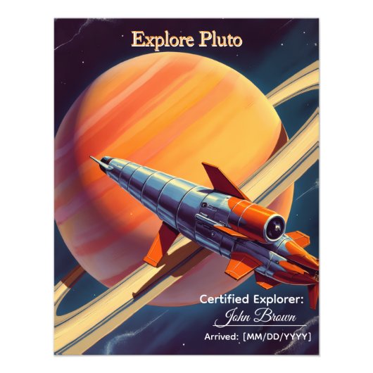 レトロロケット打ち上げポスター - ヴィンテージ スペースエイジ フォトプリント            (正面)