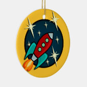 レトロロケット船のクリスマス装飾品 セラミックオーナメント (右)