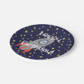 レトロロケット船ハッピーバースデー ペーパープレート (アングル)