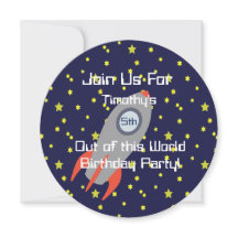 レトロロケット船宇宙パーティの招待状